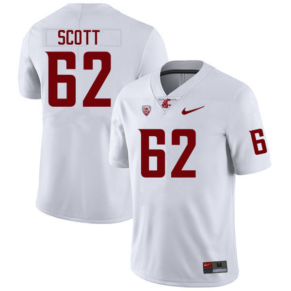 Men #62 Cole Scott Washington State Cougars College Football Jerseys Sale-White